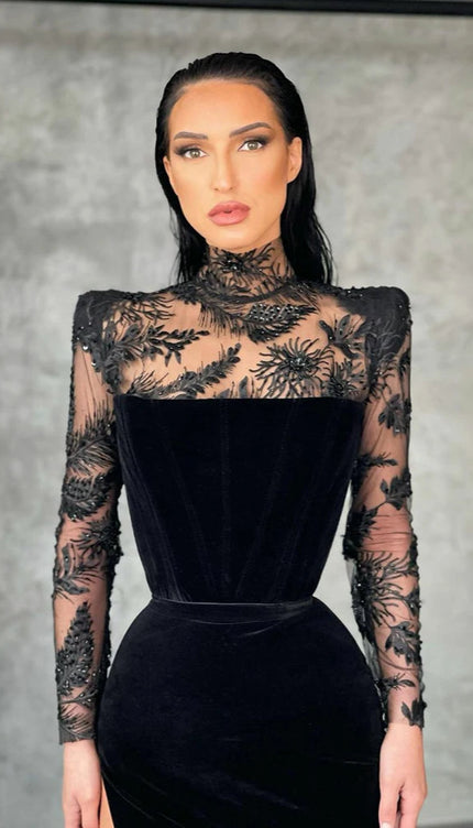 Robe de soirée dentelle longue - Robe Addict