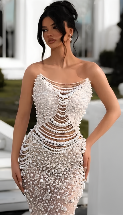 Robe de soiree perle - Robe Addict