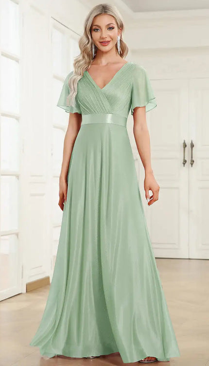 Robe demoiselle d'honneur vert amande - Robe Addict
