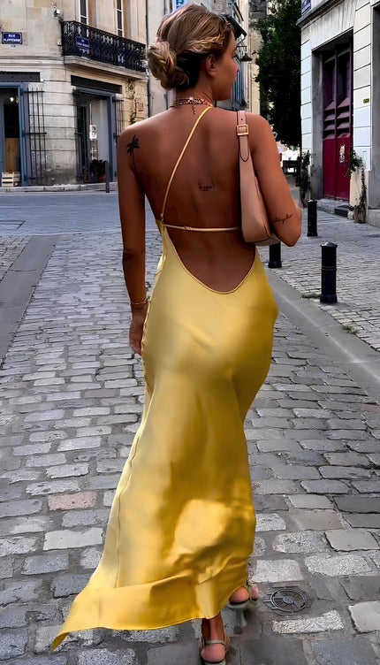 Robe dos nu jaune - Robe Addict