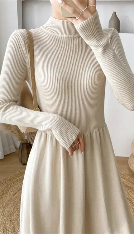 Robe en laine beige - Robe Addict