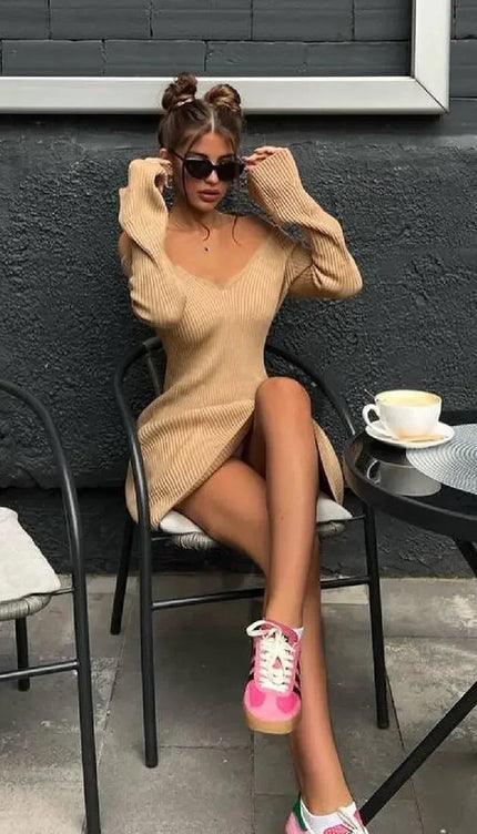 Robe pull col v - Robe Addict