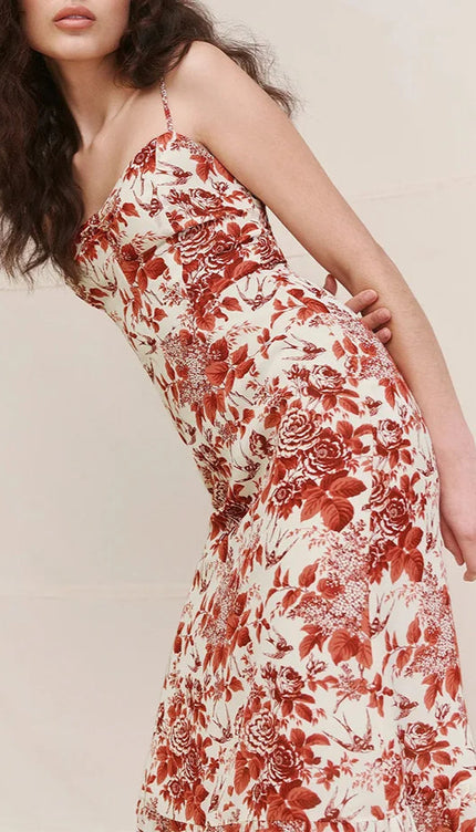 Robe fleurie rouge et blanche - Robe Addict