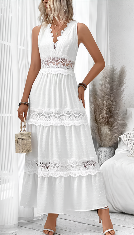 Robe fluide blanche longue - Robe Addict