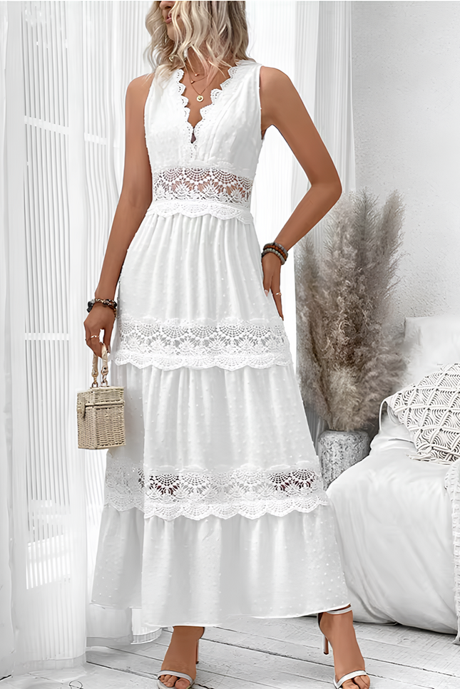 Robe fluide blanche longue - Robe Addict