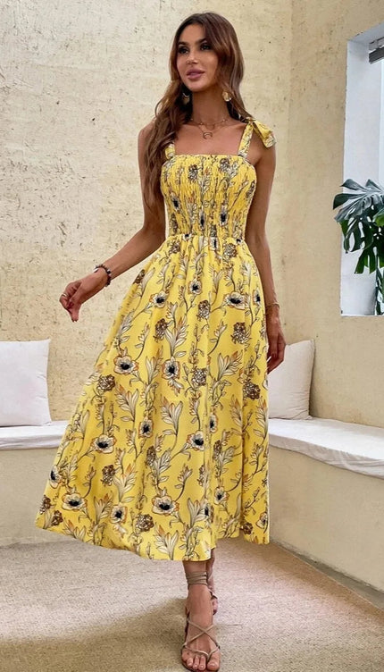 Robe jaune fleurs - Robe Addict