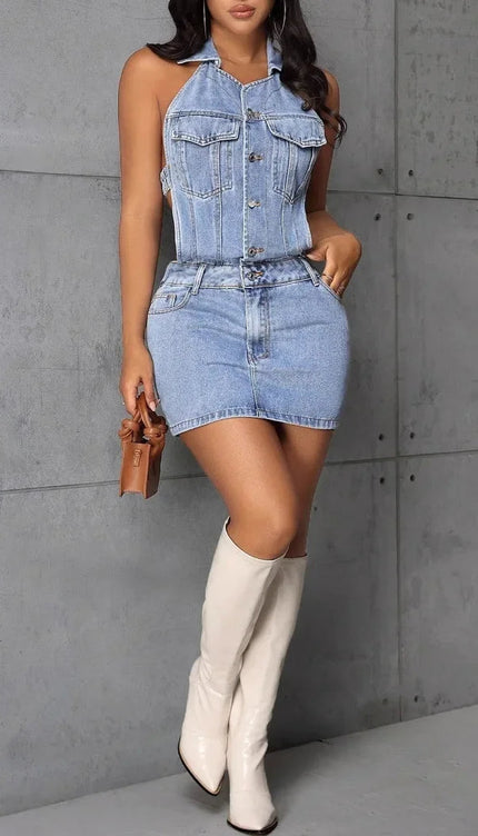 Robe jean dos nu - Robe Addict