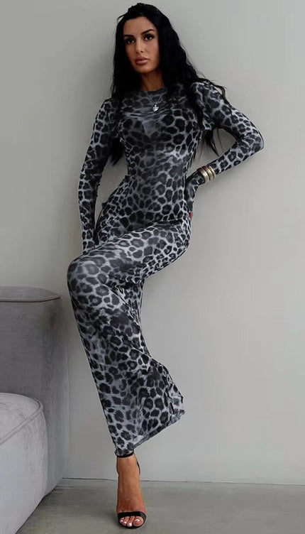 Robe leopard gris - Robe Addict
