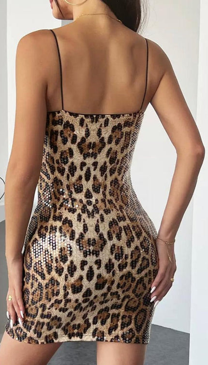 Robe leopard paillette - Robe Addict
