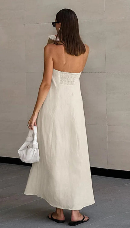 Robe en lin kaki - Robe Addict