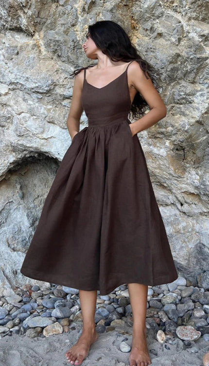 Robe lin marron - Robe Addict