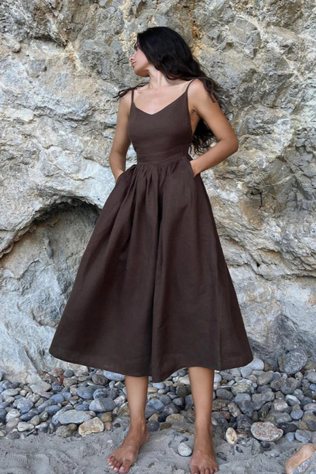 Robe lin marron - Robe Addict