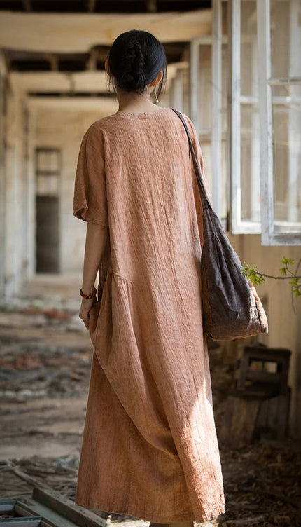 Robe lin orange - Robe Addict