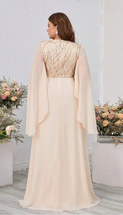 Robe longue beige grande taille - Robe Addict