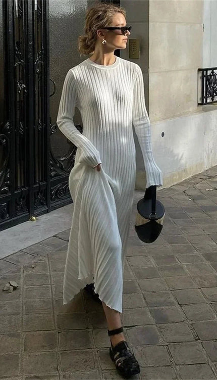 Robe longue blanche hiver - Robe Addict