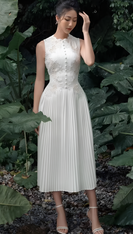 Robe longue dentelle anglaise - Robe Addict