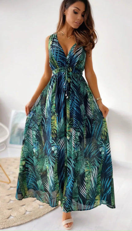 Robe longue imprimé tropical - Robe Addict