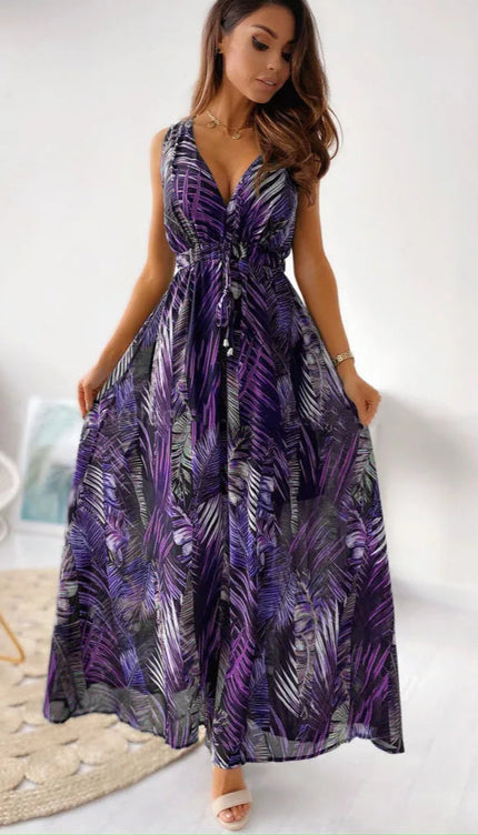Robe longue imprimé tropical - Robe Addict