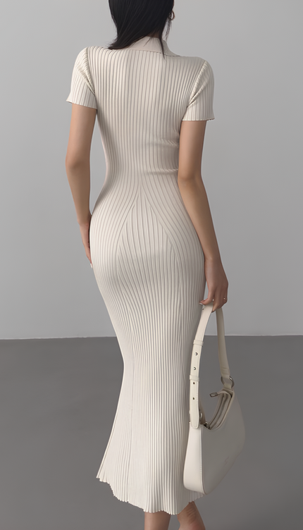 Robe longue maille côtelée - Robe Addict