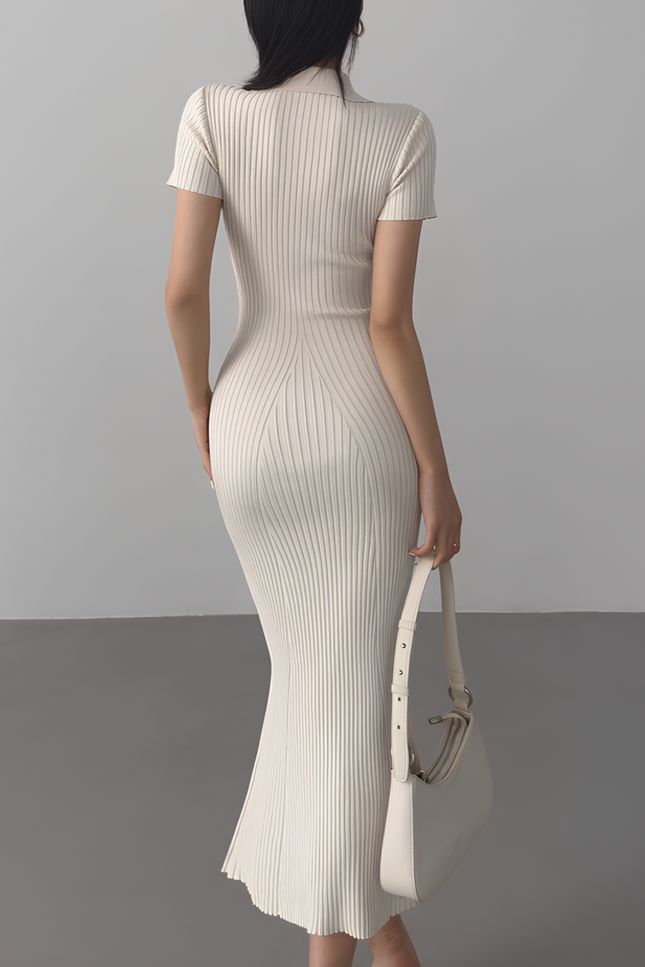 Robe longue maille côtelée - Robe Addict