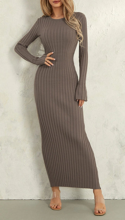 Robe longue maille grise - Robe Addict