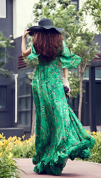 Robe longue manche 3/4 fluide - Robe Addict