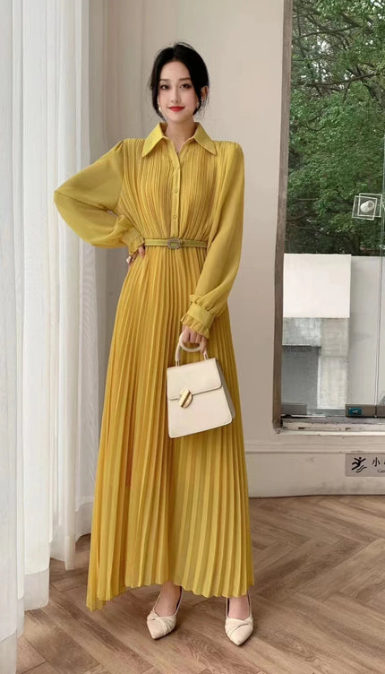 Robe longue manche longue mousseline - Robe Addict