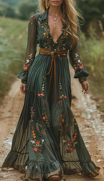 Robe longue mousseline fleurie - Robe Addict