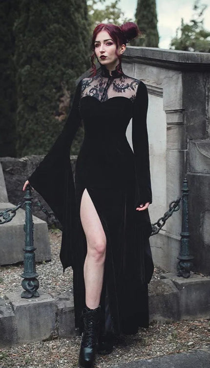 Robe longue noire gothique - Robe Addict