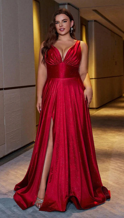Robe longue rouge grande taille - Robe Addict