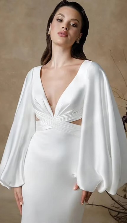 Robe manche bouffante blanche - Robe Addict