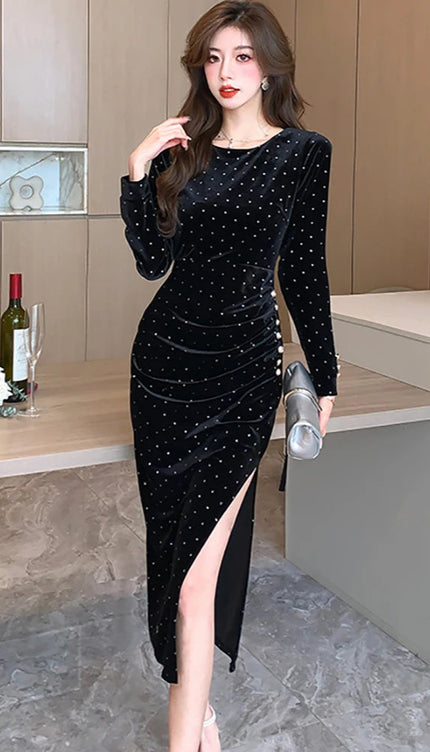 Robe noir avec strass - Robe Addict