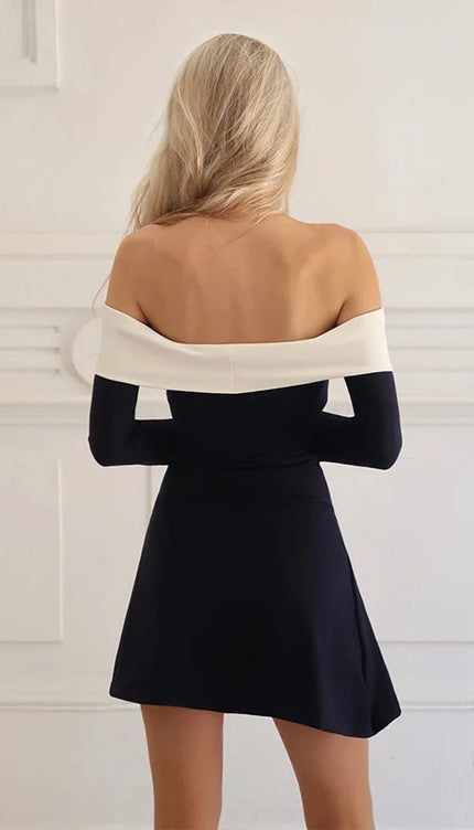 Robe noir col bardot - Robe Addict