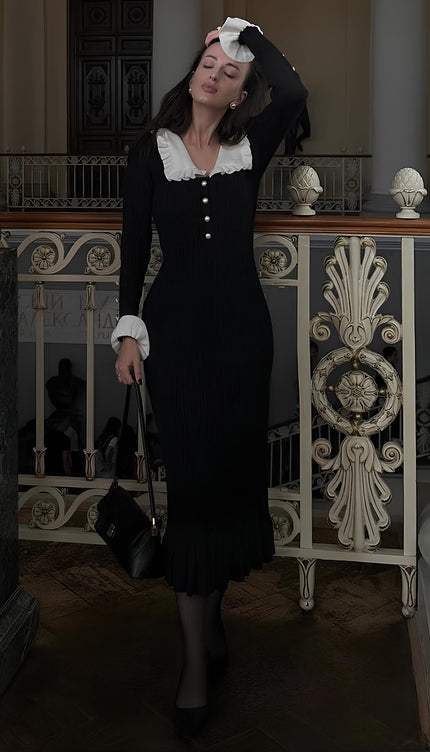 Robe noir col blanc - Robe Addict
