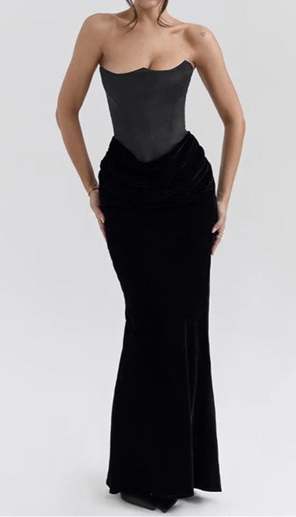 Robe noire drapée - Robe Addict