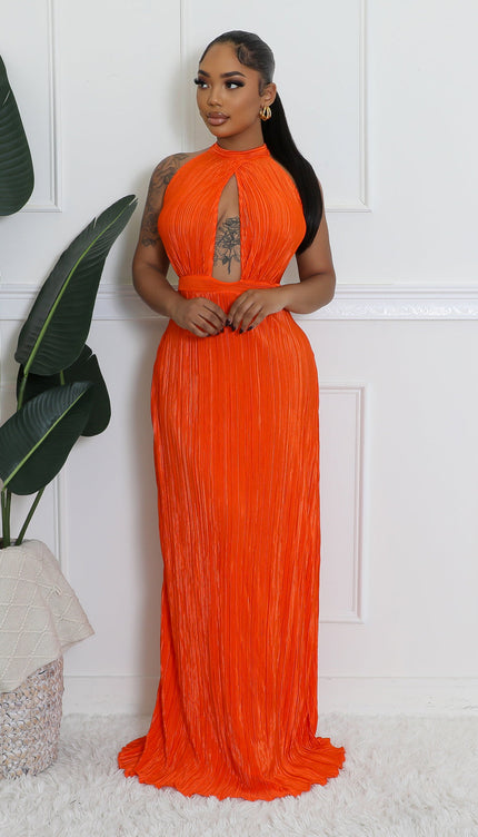 Robe plissée orange - Robe Addict