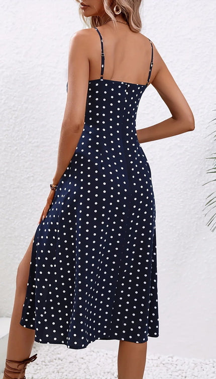 Robe pois bleu marine - Robe Addict