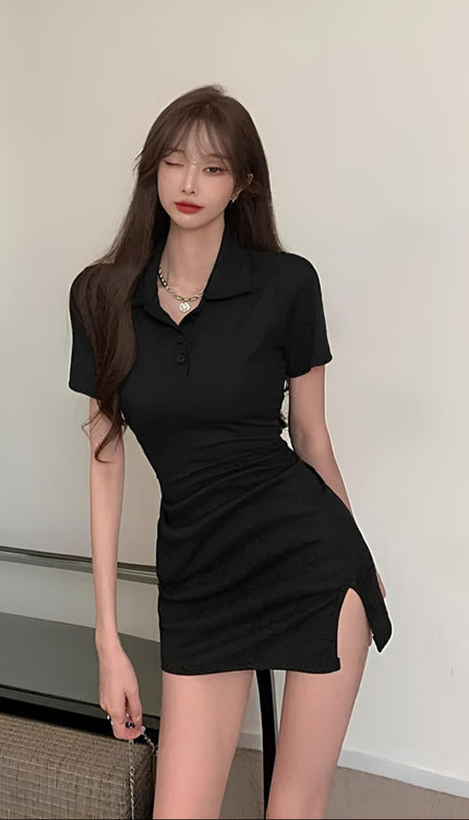 Robe polo noire - Robe Addict