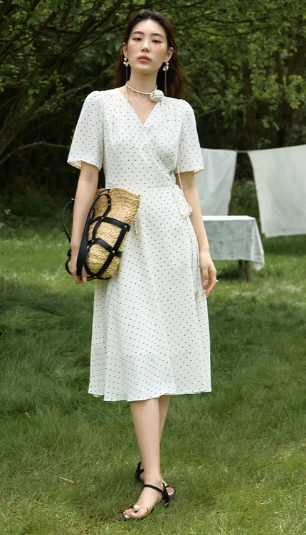 Robe portefeuille pois - Robe Addict