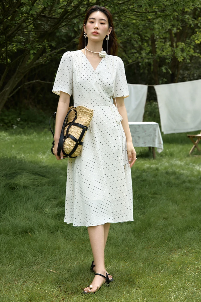 Robe portefeuille pois - Robe Addict