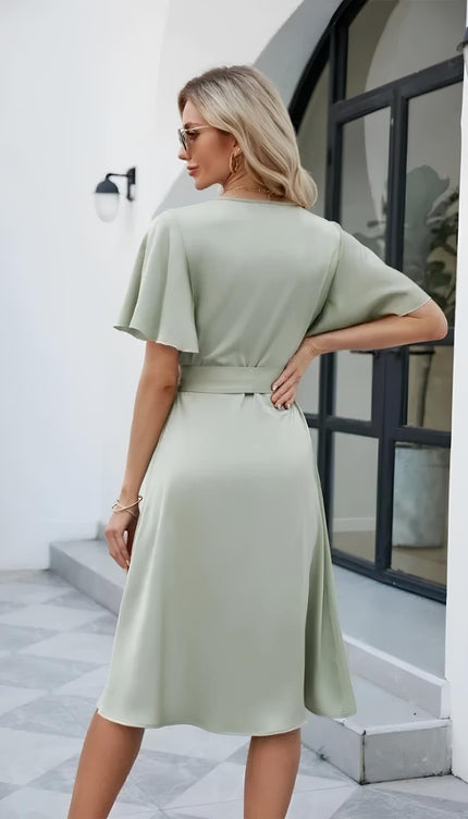 Robe portefeuille vert sauge - Robe Addict