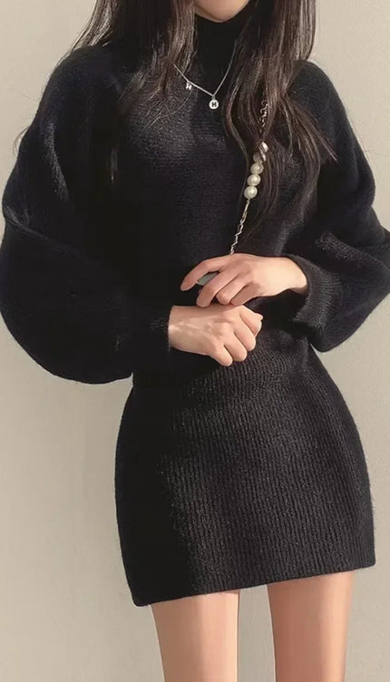 Robe pull courte noire - Robe Addict