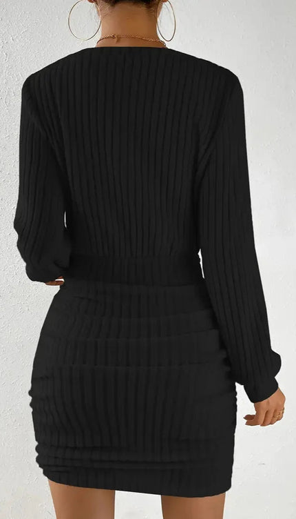 Robe pull noir col v - Robe Addict