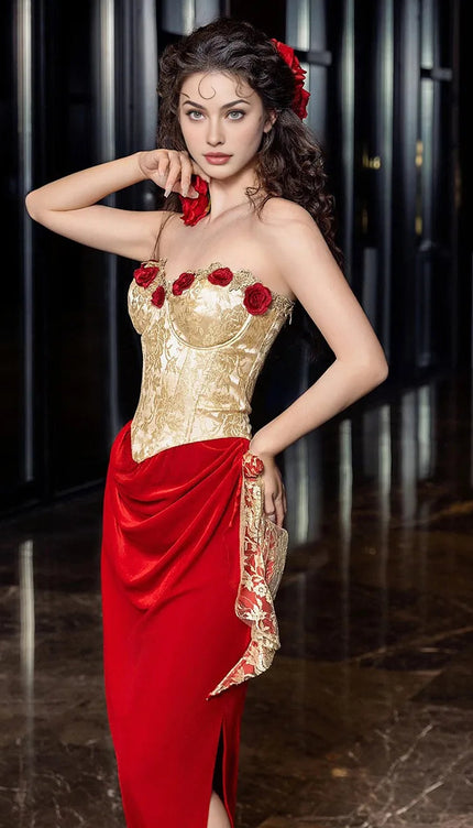 Robe rouge doré - Robe Addict