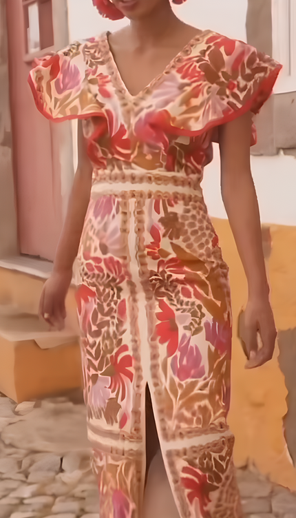 Robe rouge et beige - Robe Addict