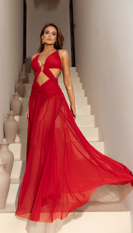 Robe rouge transparente - Robe Addict
