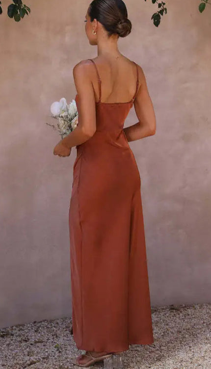 Robe satin rouille - Robe Addict