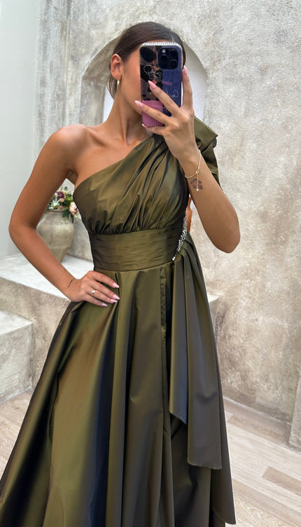 Robe soirée kaki - Robe Addict