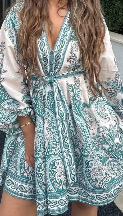 Robe turquoise et blanche - Robe Addict