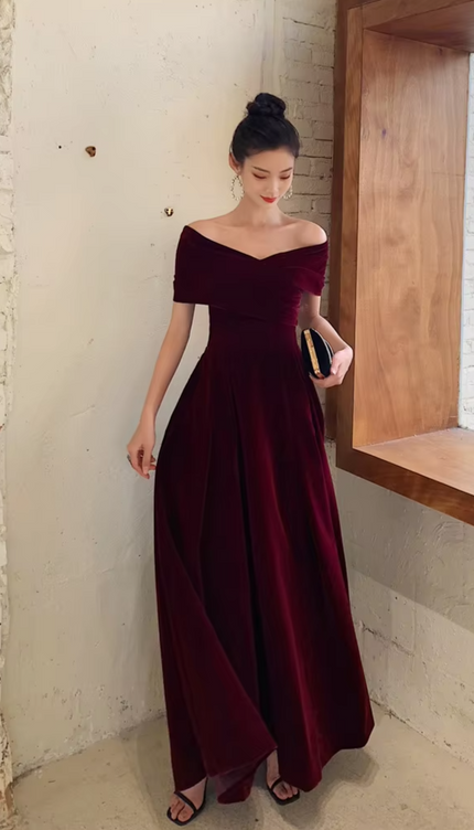 Robe velour col bateau - Robe Addict